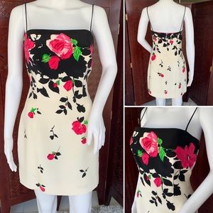 Vintage ivory Lillie Rubin 90s crumbling rose flower silk balletcore dress sz 6